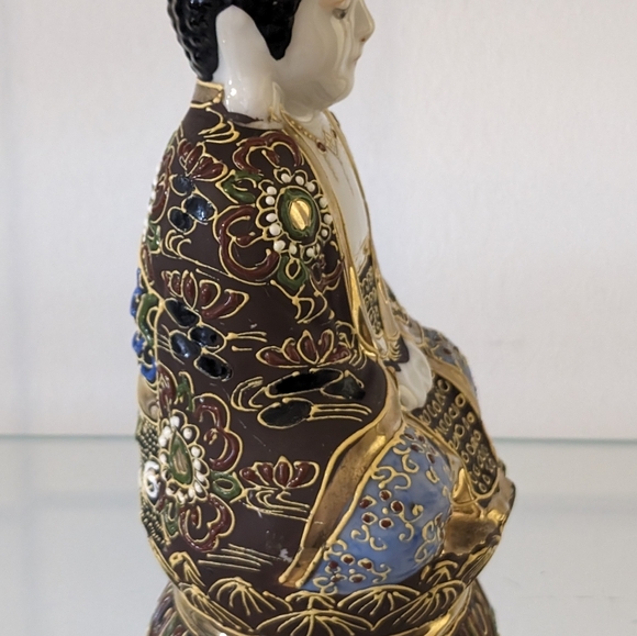 Antique Japanese  Rokusan Porcelain Moriage Buddha Figurine - Picture 4 of 7